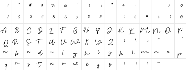Orabelle Regular  glyph index