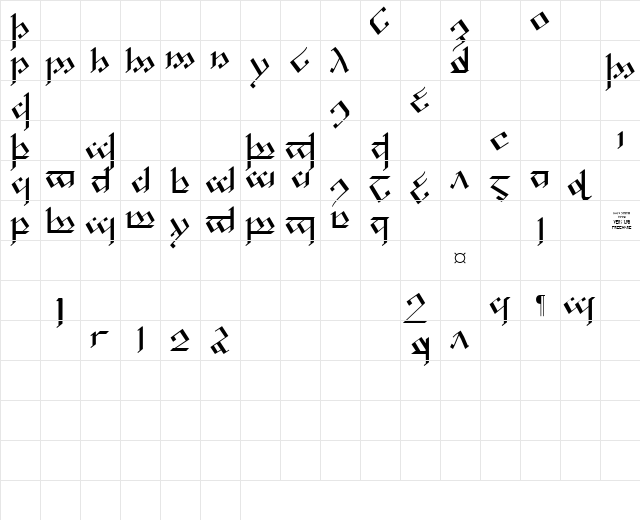 Tengwar Noldor-1 Regular  glyph index
