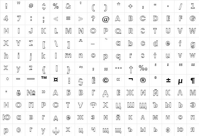 a_AvanteOtl Heavy  glyph index