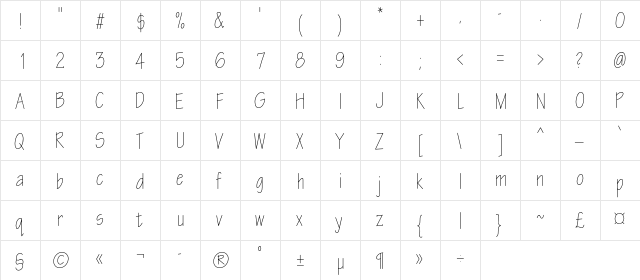 EskizTwoLightCondC Regular  glyph index