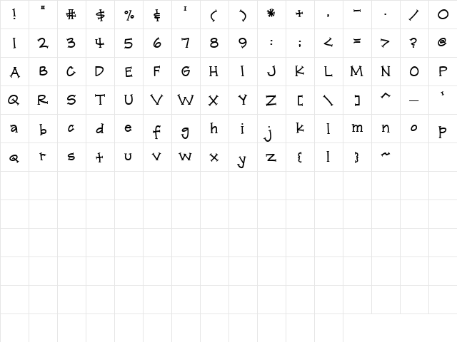 CK Sassy Regular  glyph index