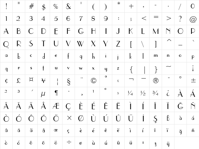 00524 Regular  glyph index