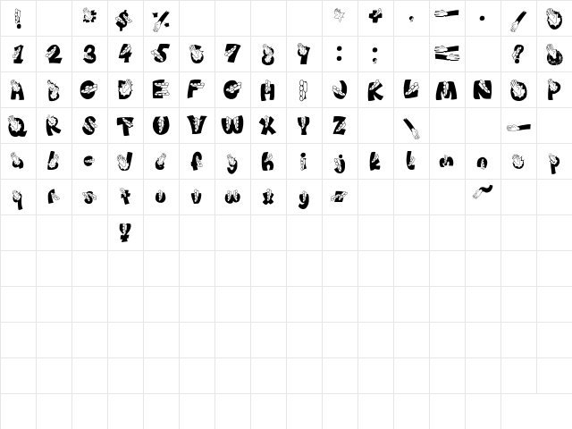 CHOP!!!!! Regular  glyph index