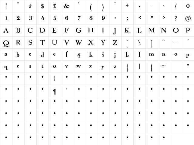 QTGraphLite Regular  glyph index