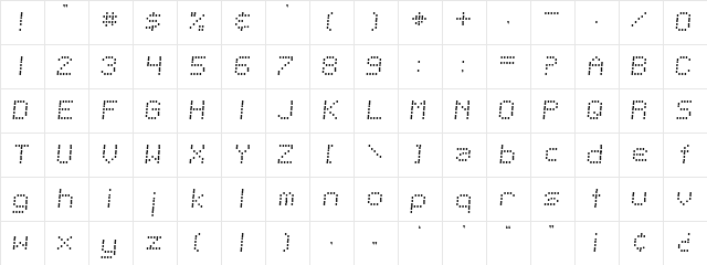 SF Telegraphic Light Bold Italic  glyph index