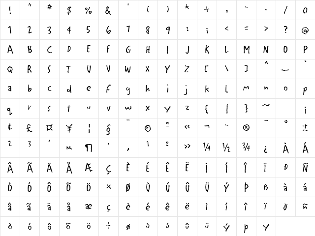 Litterbox ICG Regular  glyph index