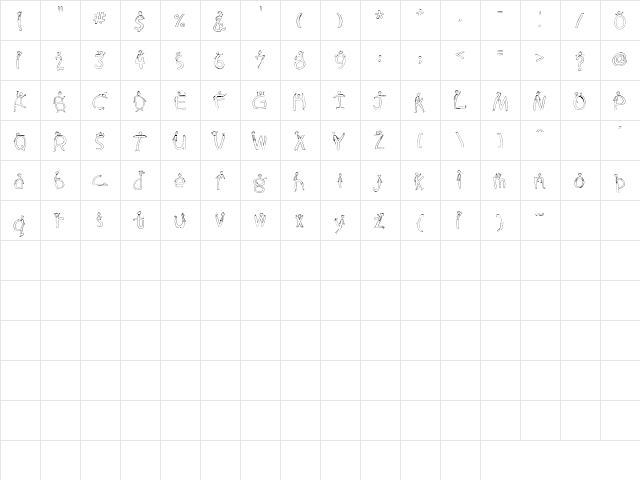 CK Stick Boys Regular  glyph index