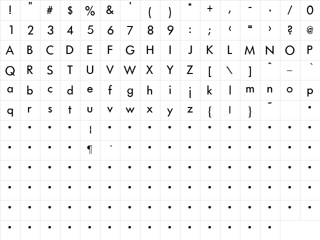 QTFuture Regular  glyph index