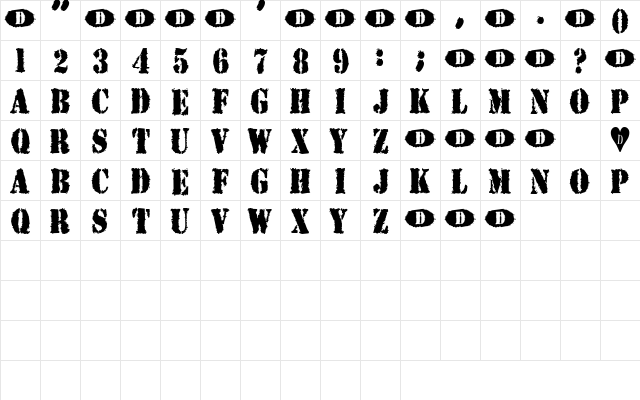 Actually Regular  glyph index