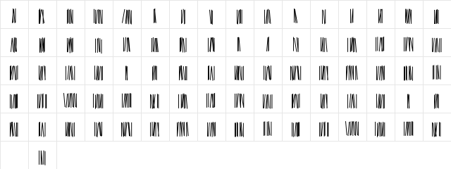 Ollie-TheEvidence Medium  glyph index