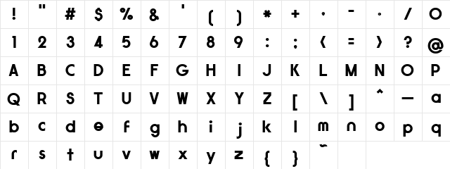 GauFontExpositionW Regular  glyph index