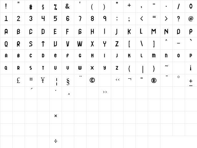 Black Swan Regular  glyph index