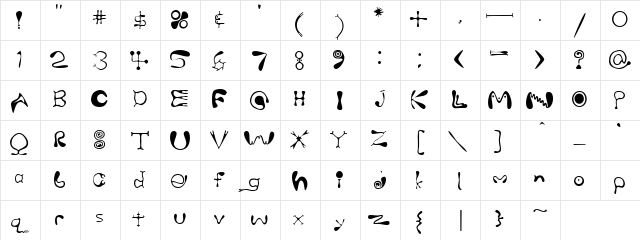 Posoinous Type Regular  glyph index