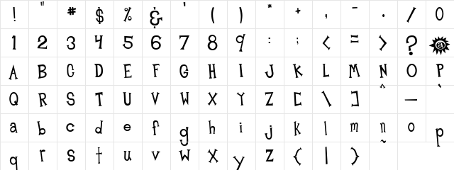 Midnight Junk Yard Regular  glyph index
