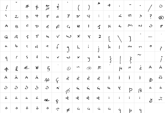 ATF Bosin Regular  glyph index