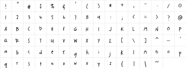CK Easy Goin' Regular  glyph index