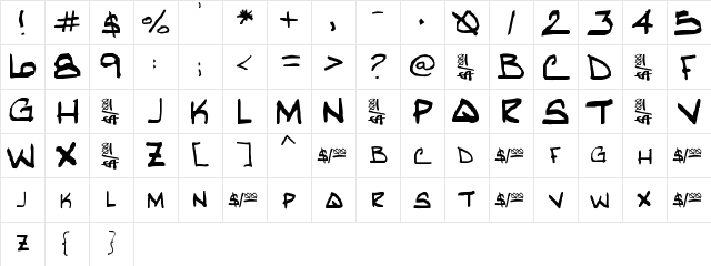 DankRodney Regular  glyph index