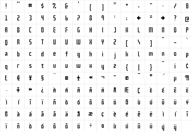 Delay Regular  glyph index