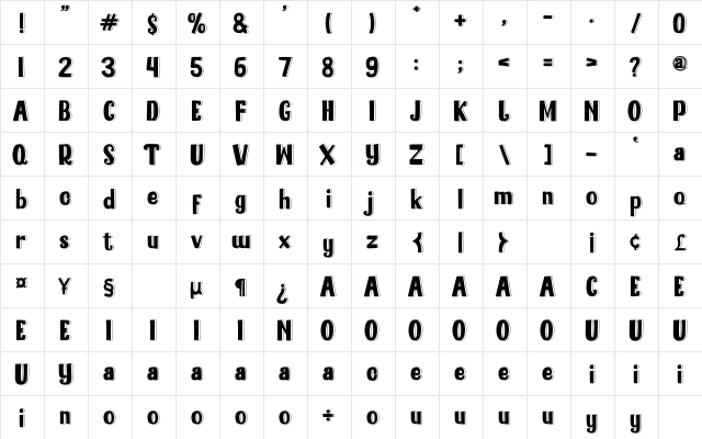 Chicken Soup Regular  glyph index