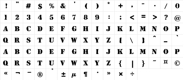 a_StamperRg&Bt Regular  glyph index