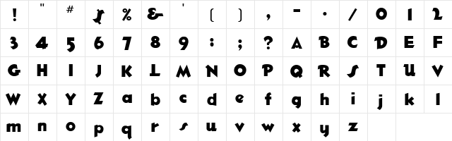 Zeppelin Normal  glyph index