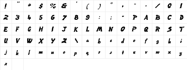 KidzOnlySSK BoldItalic  glyph index
