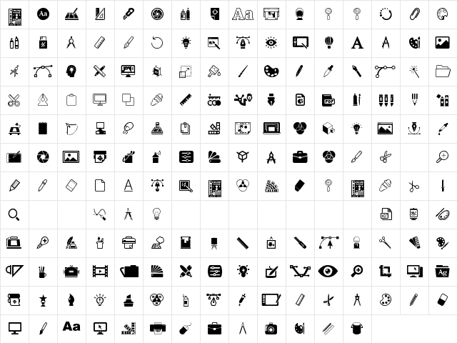 Graphic design Regular  glyph index