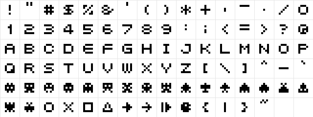 04b_21 Regular  glyph index