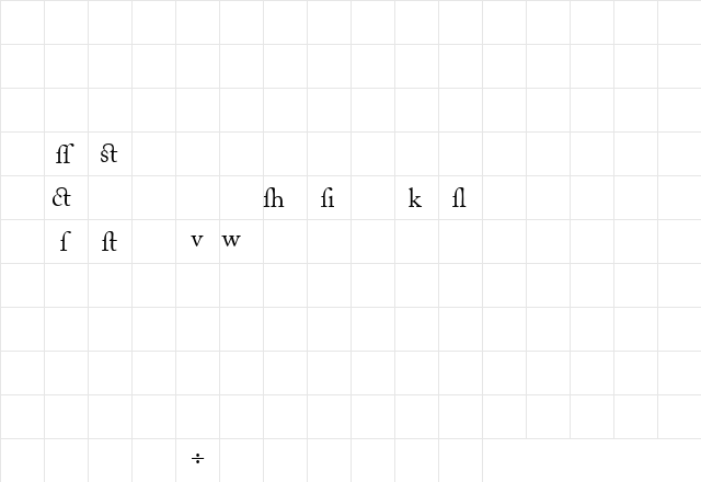 CaslonAlternateSSK Regular  glyph index