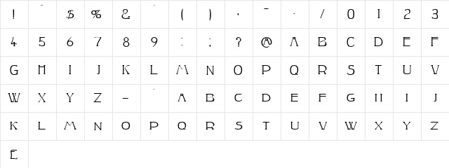 Peake-Squat Regular  glyph index