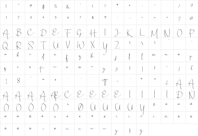 opyright (c) 2018 by Zulkhairi Lettering. All rights reserved. Regular  glyph index