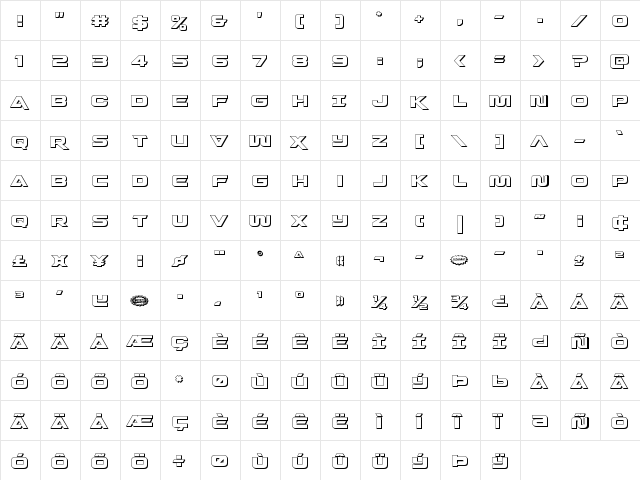 Quark Storm 3D Regular  glyph index