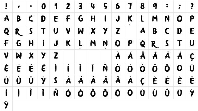 Yumaro Rough  glyph index