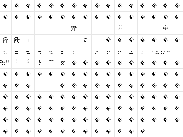 Papertape Regular  glyph index