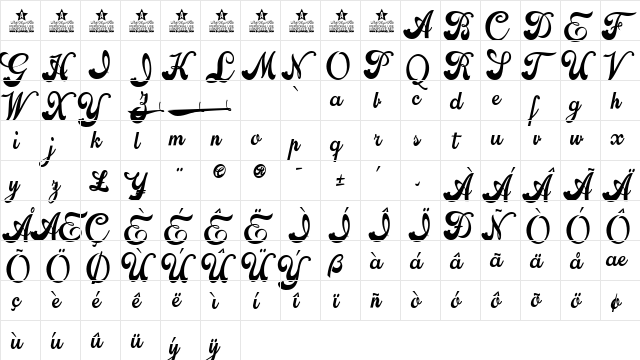 Flora Personal Use Regular  glyph index
