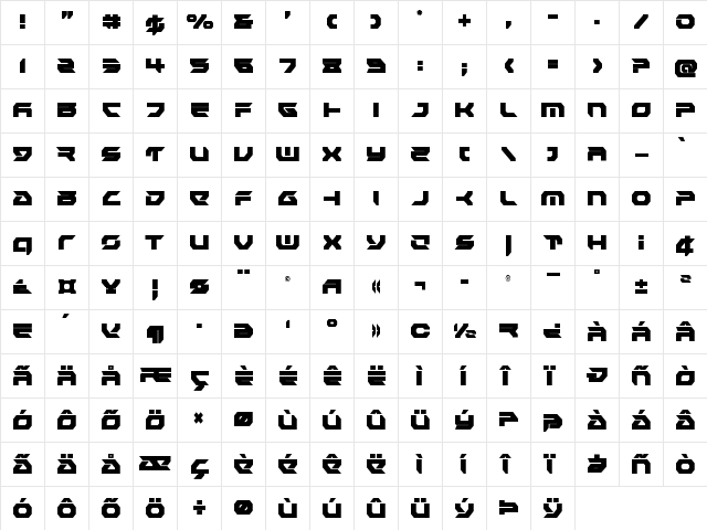 Royal Samurai Condensed Condensed  glyph index