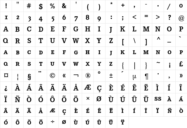 Corporate E Expert BQ Regular  glyph index