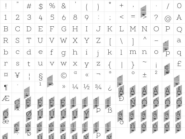XXII Geom Slab DEMO Light  glyph index