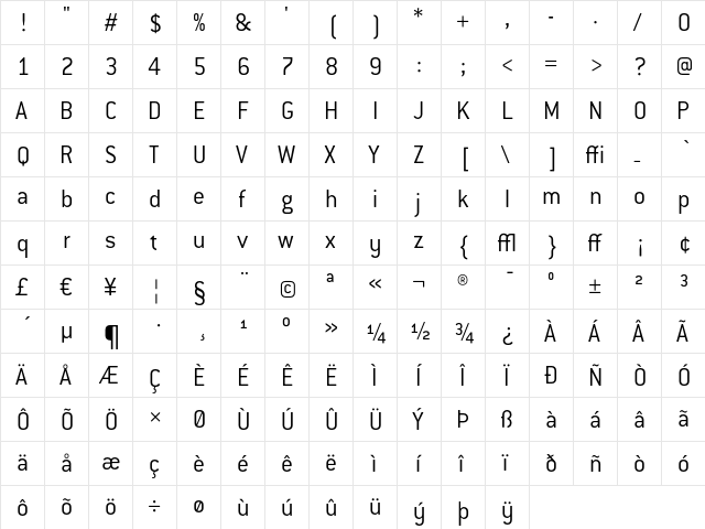 ConduitITC Light  glyph index