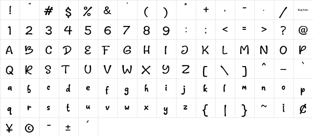 Really Better Regular  glyph index