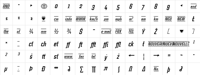 CaseStudyNoOne LT Bold Italic  glyph index