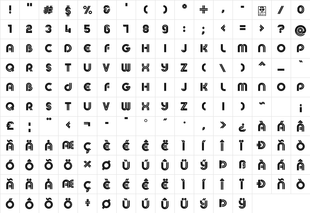 MACCOS DOUBLE Demo Regular  glyph index