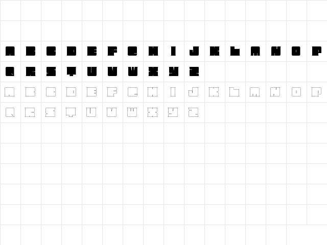 Exus Pilot Regular  glyph index