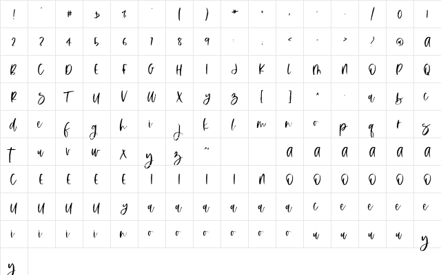Sakarepmu Regular  glyph index