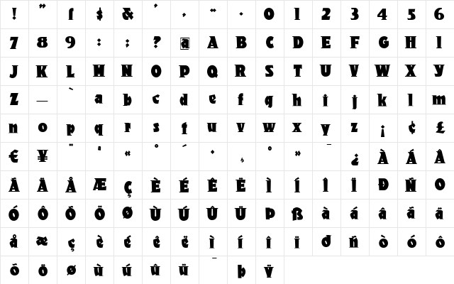 OnKochsRoots Regular  glyph index