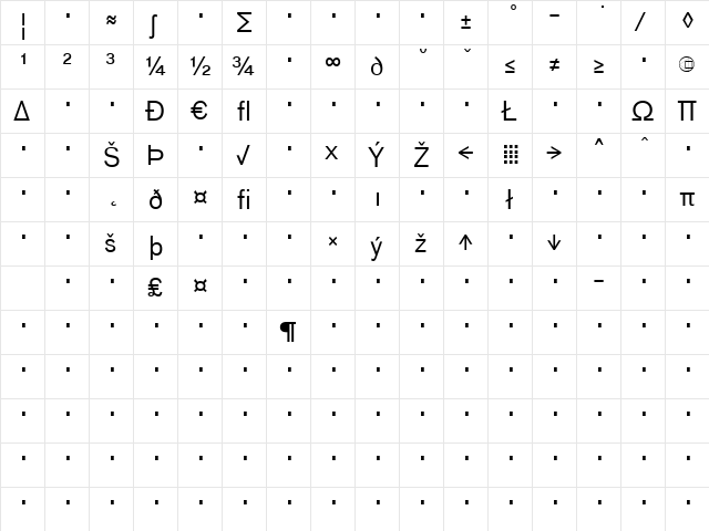 Bau-RegularExpert Regular  glyph index