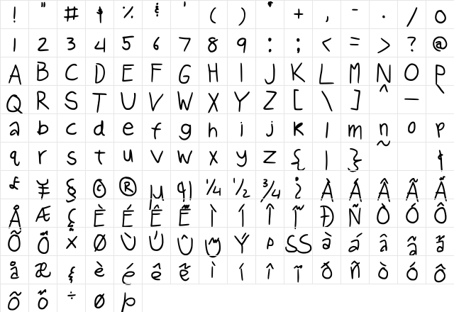 Aision Regular  glyph index