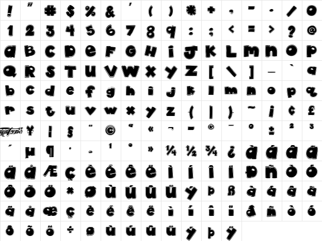 akaDylan Collage Regular  glyph index