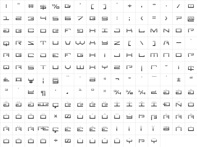 Legion Gradient Regular  glyph index