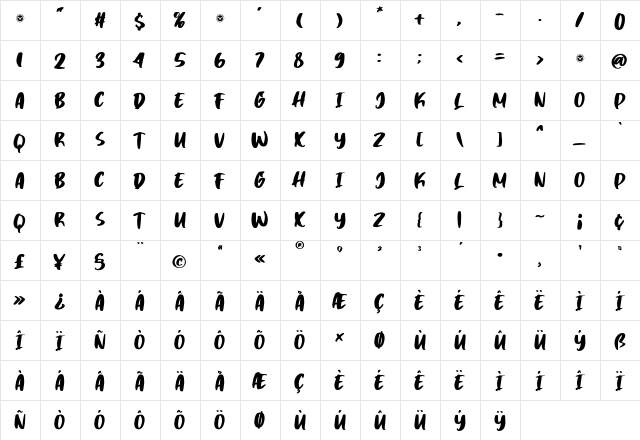 Time Breaker Regular  glyph index